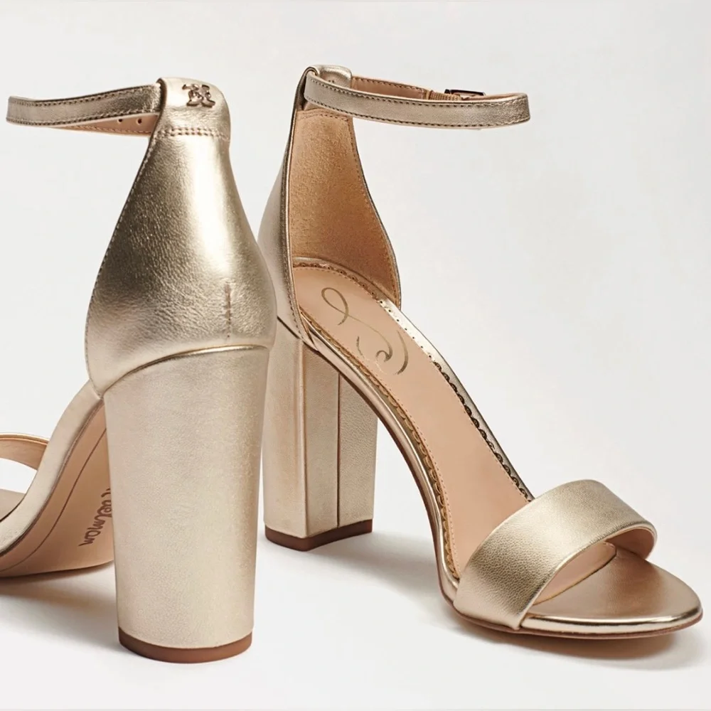 Sam Edelman, Yaro Block Heel Sandal, Gold Leather. Brand New, Never Worn! - Picture 2 of 8